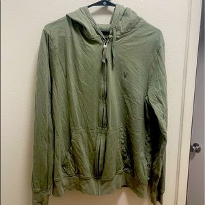 Allsaints Brace Brush Cotton Zip Up Hoodie